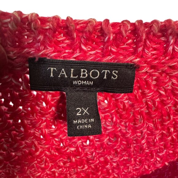 Talbots Womens Size 2X Red Textured Knit Sweater With Side Zipper Details - Picture 5 of 6